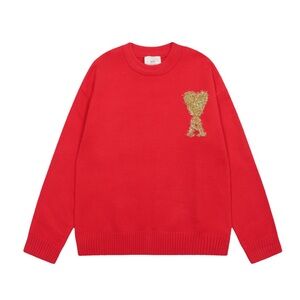 Ami Red Sweater with Gold Heart Detail